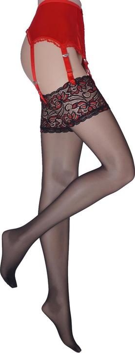 Immagine prodotto Levee Satin Sheers Calze da reggicalze, colore 601 nero-rosso, taglia 40-42 (20 DEN, 40 - 42)