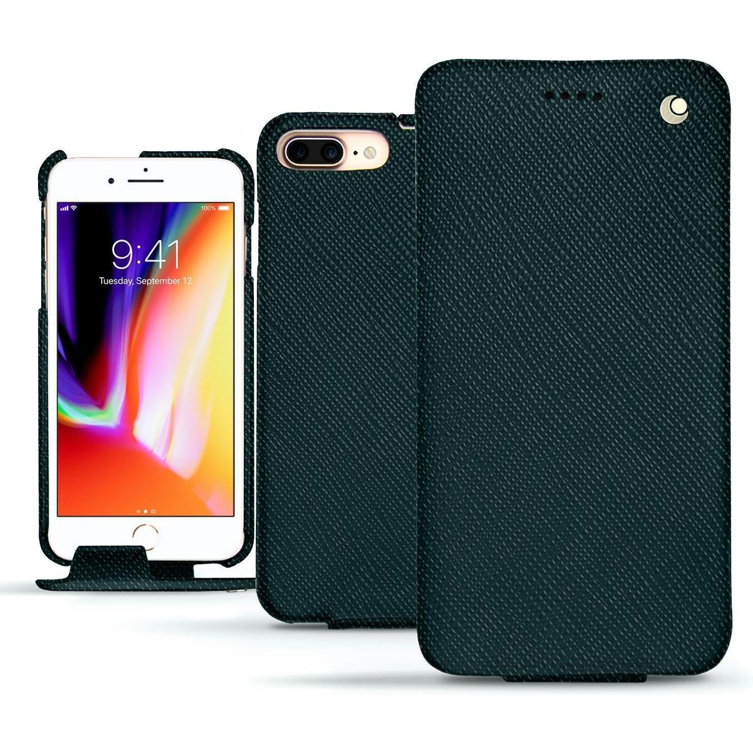 Noreve Lederschutzhülle vertikal (Apple iPhone 8 Plus), Smartphone Hülle, Grün
