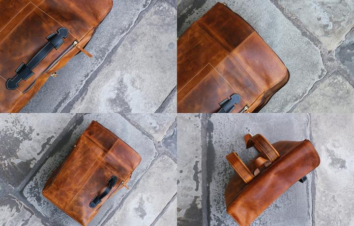 Image du produit Only-Bags.Store Sac à dos en cuir véritable fait main, sac à dos, sac de voyage vintage pour ordinateur portable