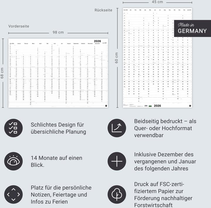 Produktbild Black&White Mega-Posterplaner 2026