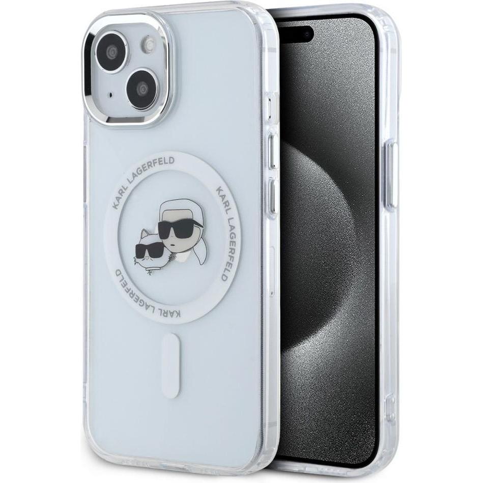 Thumbnail - Karl Lagerfeld IML K&CH Heads Metal Frame MagSafe Case for iPhone 13 Transparent (Apple iPhone 13), Smartphone Hülle, Tr...