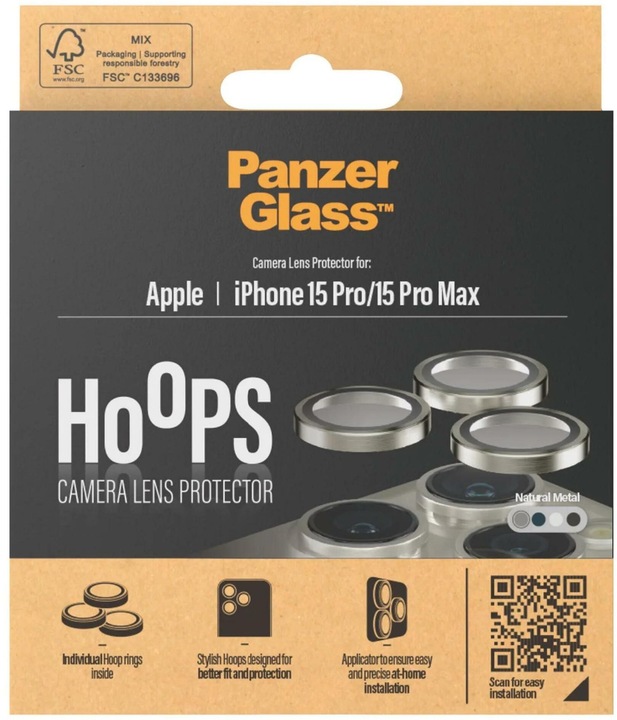 Image du produit PanzerGlass Hoops Camera Lens Protector (1 pièce(s), Apple iPhone 15 Pro Max, Apple iPhone 15 Pro)