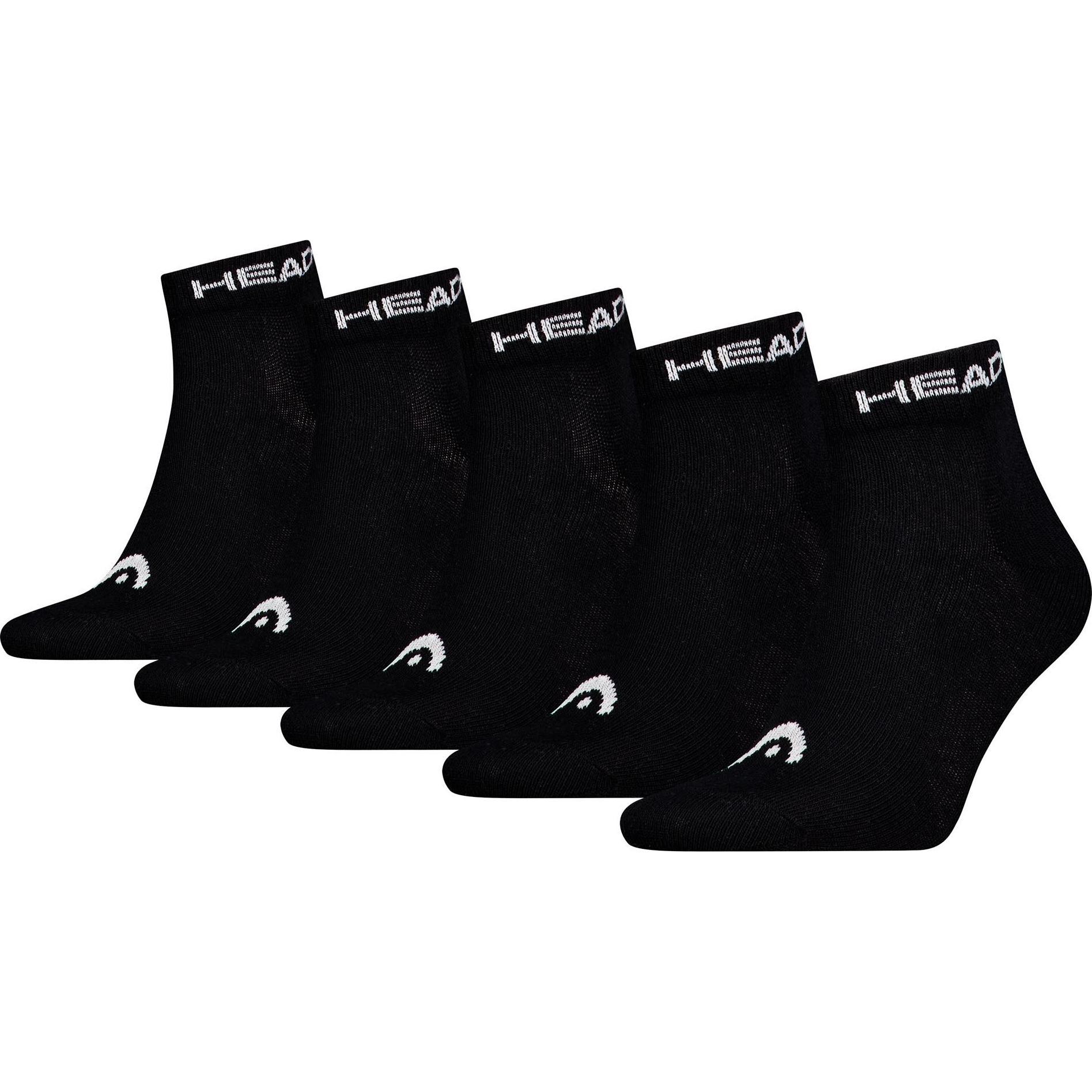 Head, Herren, Socken, Socken Casual ELEMENTS ALL SPORTS QUARETER 5P ECOM, Schwarz, (5er Pack, 39 - 42)