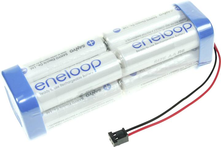 Actual product image Panasonic Battery pack 8 Mignon (AA) cable, plug NiMH eneloop double cube F2x2x2 Graupner 9.6 V 1900 mAh (9.60 V, 1900 mAh)