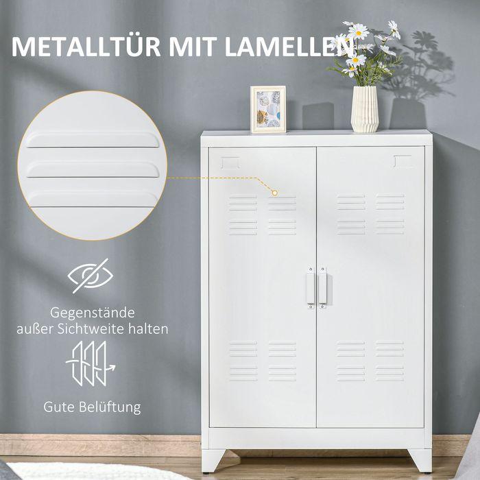 Produktbild Swisshandel24 Aktenschrank, magnetische Lamellen-Doppeltür, 75x33x110cm, Weiss
