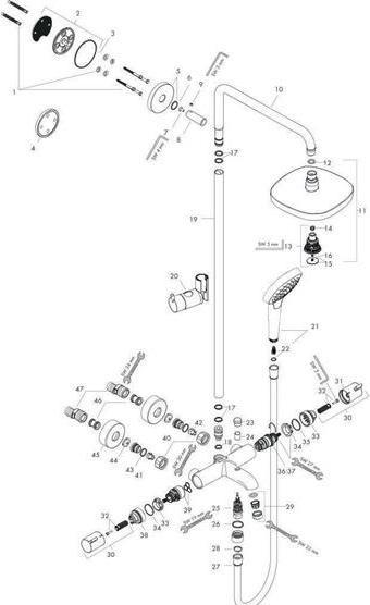 Immagine prodotto hansgrohe HG Tubo doccia CROMA SELECT E 180 2jet DN 15, per vasca da bagno bianco/cromo