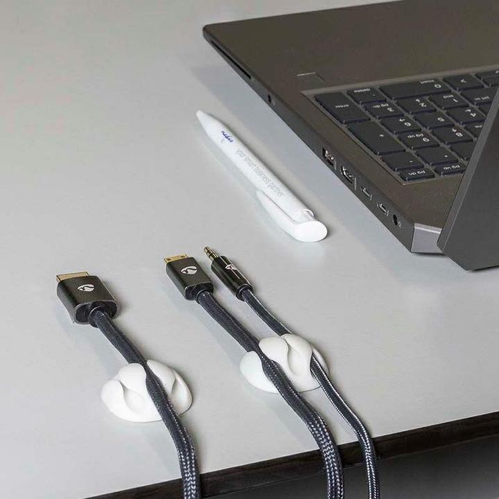 Productafbeelding Nedis Kabelmanagement kabelklem Vergrendeld 4 stuks max. kabeldikte: 5 mm Siliconen 35 mm Wit
