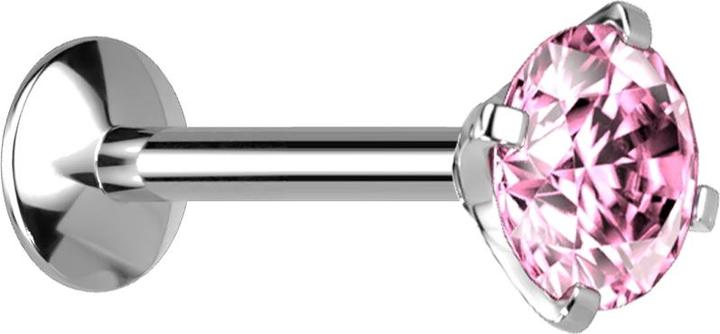 Immagine prodotto Star Piercing Micro labret a filo interno UFO in argento con cristalli rosa (senza ottone, Titanio)