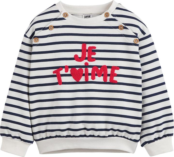 Actual product image La Redoute Collections Striped sweatshirt with appliqué and buttons (110)