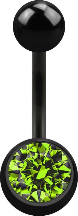 Immagine prodotto Star Piercing Banana nera con sfera e cristallo verde chiaro (Acciaio chirurgico 316L, senza ottone)
