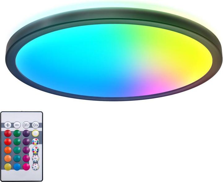 B.K.Licht Ultra-flat RGB/W-LED panel with backlight, black, 1xLED/15W (1850 lm)