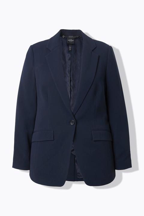 Actual product image Ulla Popken Triacetate Blend Lapel Collar Fully Lined Blazer
