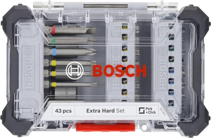 Produktbild Bosch Professional Bit Set Extra Hard (PH1 / PH2 / PH3 / PZ1 / PZ2 / PZ3 / HEX3 / HEX4 / HEX5 / HEX6 / T10 / T15 / T20 / T25 / T27 / T30 / T40 / SL3 / SL4 / SL5 / SL6 / TH10 / TH15 / TH20 / TH25 / TH27 / TH30 / TH40)