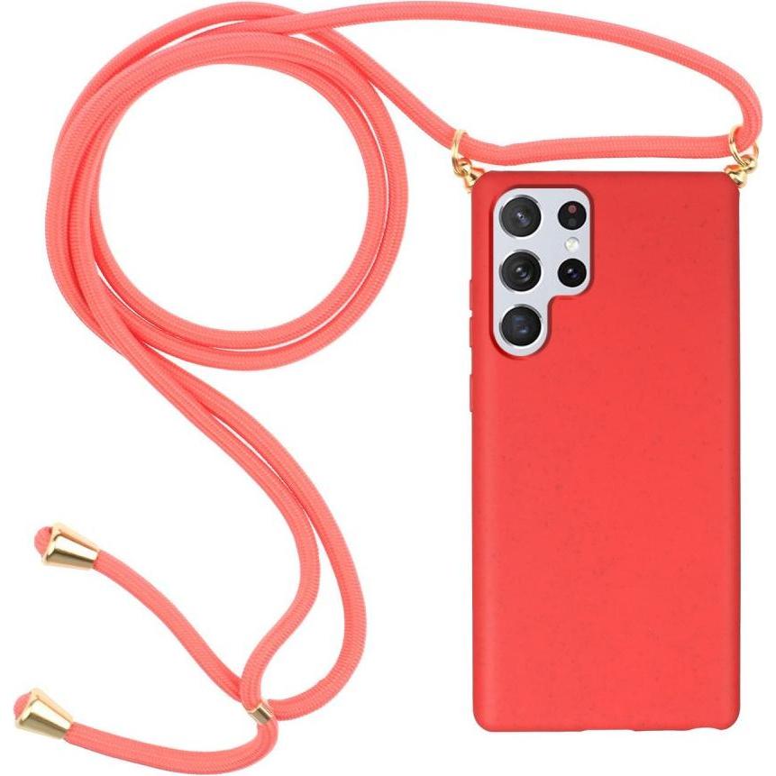 Cover-Discount Galaxy S22 Ultra - Hülle mit Umhängeband rot, Handykette, Rot