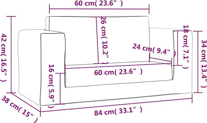 Produktbild vidaXL Kinder-Schlafsofa 2-Sitzer Blau Weicher Plüsch (Kindersofa)