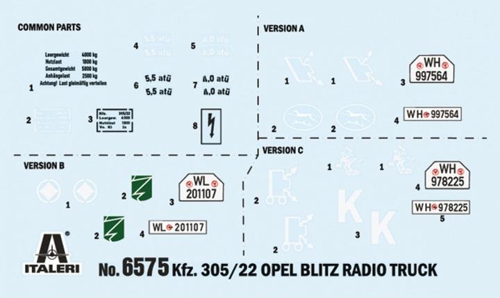 Actual product image Italeri Plastic model Opel Blitz Radio Truck