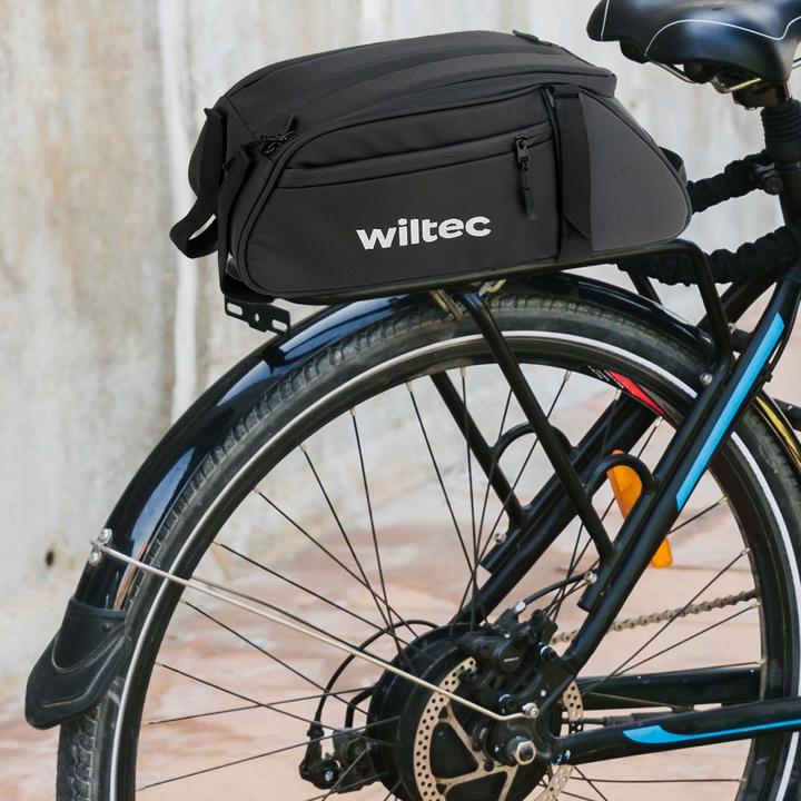Produktbild Wiltec Gepäckträgertasche schwarz 8l Fahrradtasche Gepäckträger Gepäcktasche (8 l, Gepäckträgertasche)