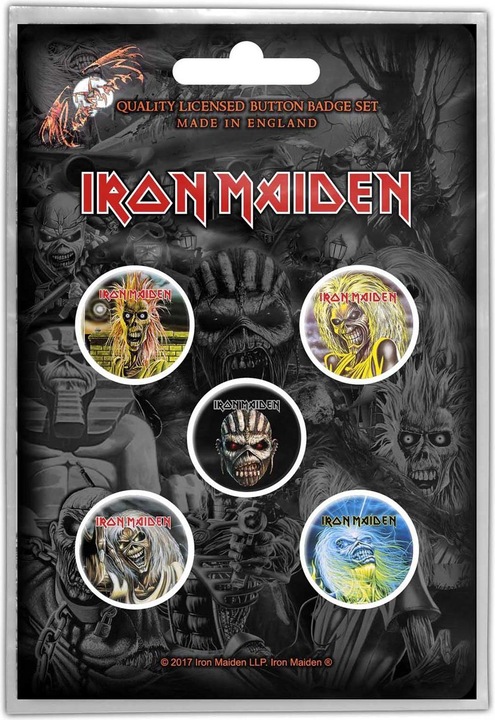 Image du produit Iron Maiden Jeu de badges "Les visages d'Eddie" (lot de 5)