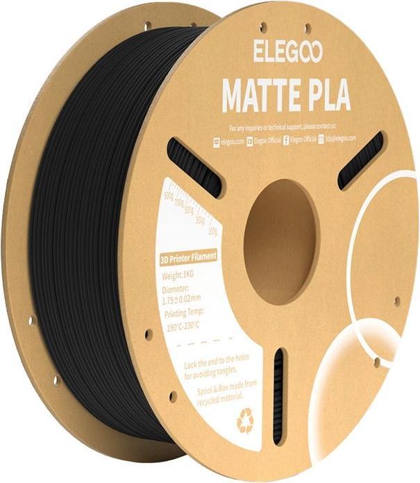 Immagine prodotto Elegoo Filament PLA Matte (Black) (PLA, 1.75 mm, 1000 g, Nero)