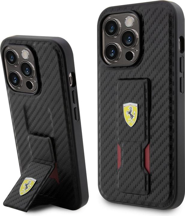 Immagine prodotto Ferrari Cover stand Carbon Grip per iPhone 15 Pro Max - Nero (Apple iPhone 15 Pro Max)