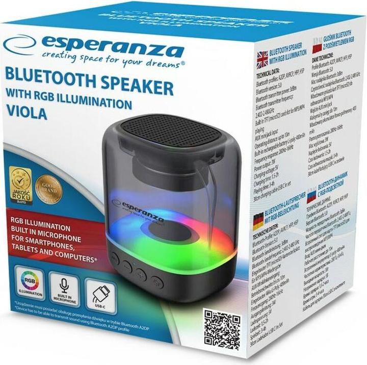 Actual product image Esperanza rgb bluetooth speaker viola ep154 (4 h)