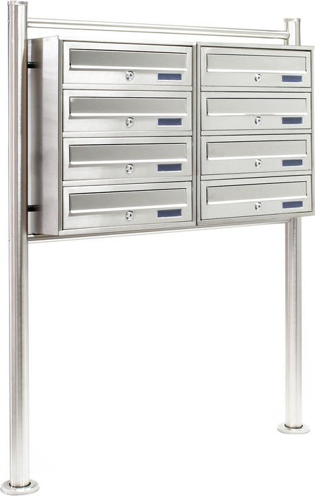 Actual product image Wiltec 8 letterbox system stainless steel 2x4 compartments free-standing letterbox Letterbox
