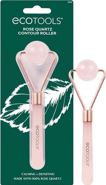 EcoTools Rose Quartz Contour Roller Skincare Sculpting Tool Facial Roller for Depuffing Calming Skin
