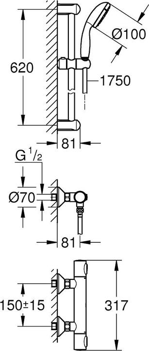 Actual product image Grohe Bath mixer with thermostat Precision Flow chrome 34800000