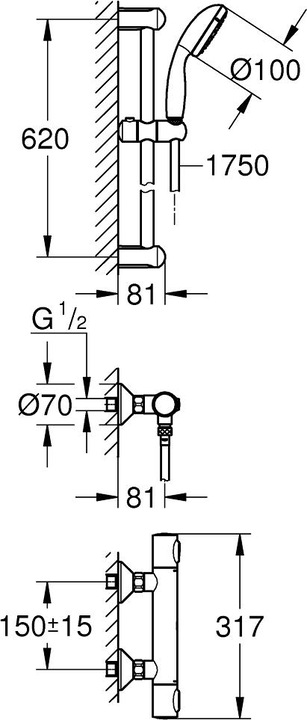 Actual product image Grohe Bath mixer with thermostat Precision Flow chrome 34800000