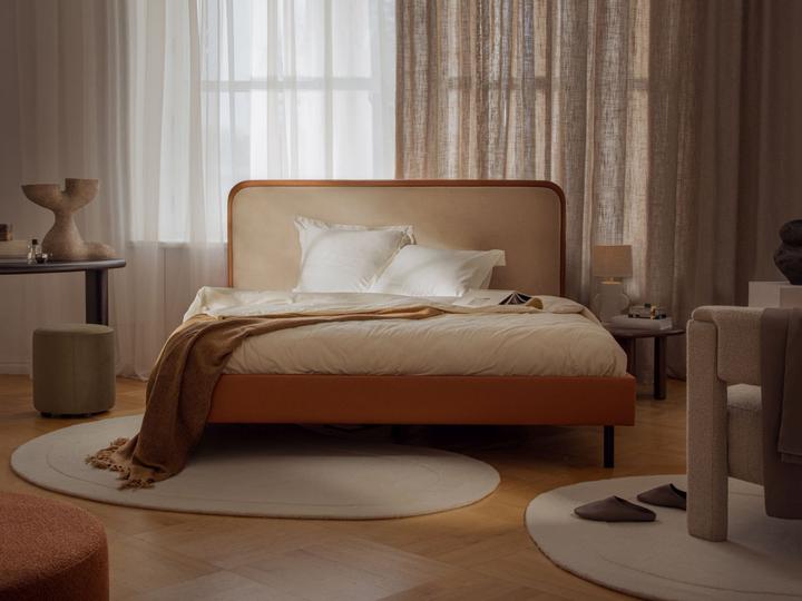 Actual product image Micadoni Storage Bed With Headboard, "Aveline", Navy Blue, 214x175x117 Made in Europe (160 x 200 cm)