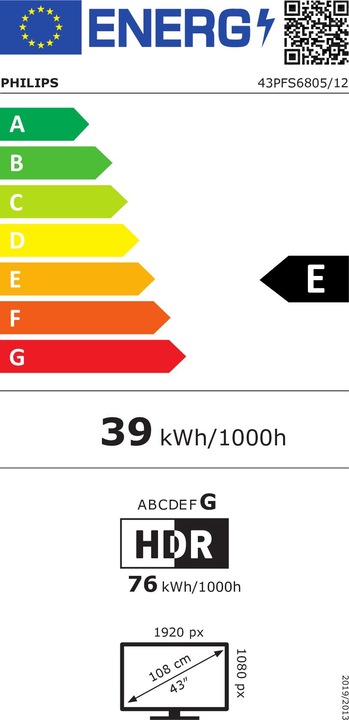 Energy Label Philips 43PFS6805 (43", PFS6805, LCD, Full HD, 2020)