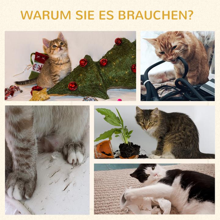 Produktbild PawHut Kratzbaum mit drei Ebenen (122 cm, Natur+Creme)