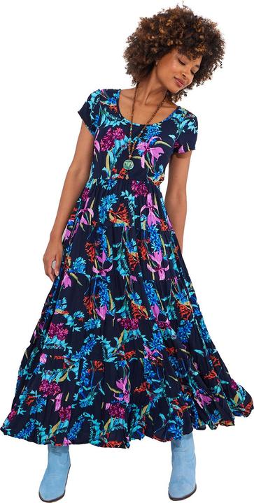 Actual product image Joe Browns PETITE Dark Floral Crinkle Maxi Dress (34)