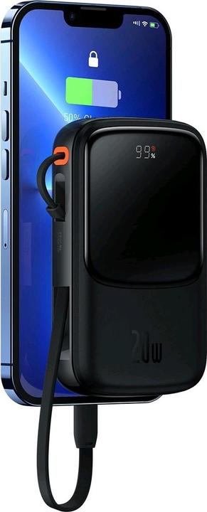 Image du produit Baseus Qpow power supply 10000mAh built-in Lightning 20W fast charging cable SCP AFC FCP black (PPQD020001) (10000 mAh, 20 W, 37 Wh)