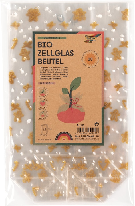 Folia Cellophane bags with Christmas print (10 x)