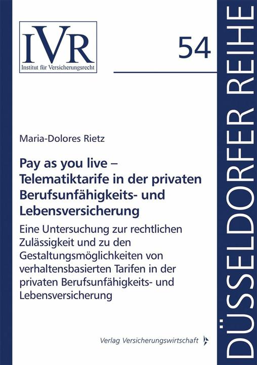 Immagine prodotto Pay as you live - Telematiktarife in der privaten Berufsunfhigkeits- und Lebensversicherung