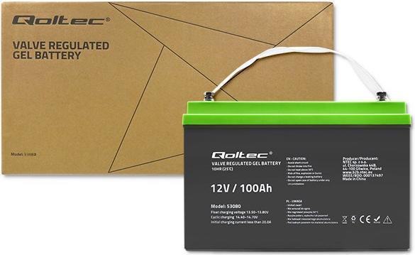 Immagine prodotto Qoltec 53080 Batteria al gel 12V 100Ah (12 V, 100 Ah)
