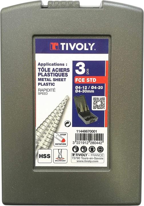 Actual product image Tivoly Step drill set HSS, 3-piece, 4-12 mm