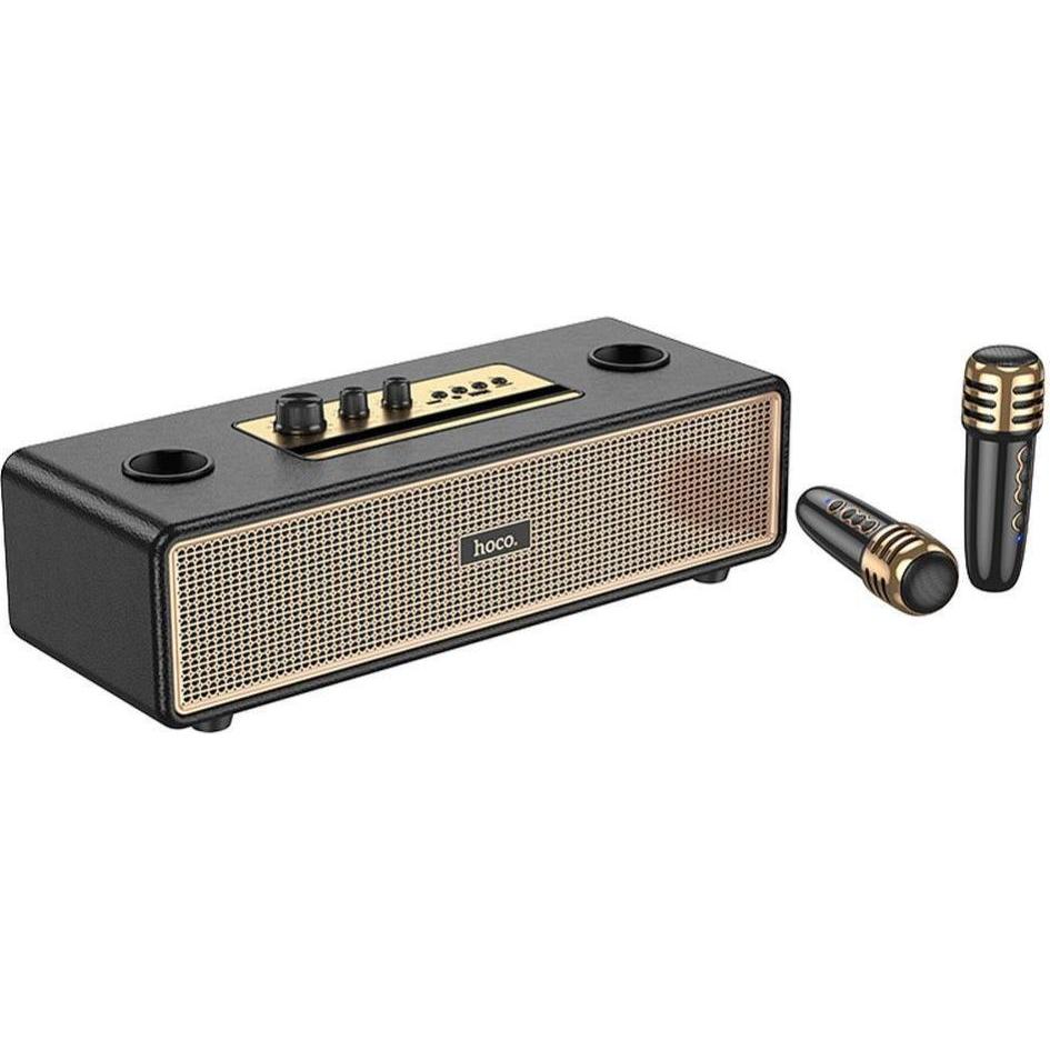 Hoco Bluetooth speakers speaker bluetooth + 2 x wireless microphones BS63 black (6 h), Altoparlante Bluetooth, Nero