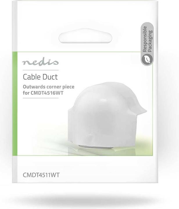 Produktbild Nedis Kabelmanagement | Röhre | Über Ecke | 1 Stück | PVC | Weiss (Kabelkanal, 2.90 cm)