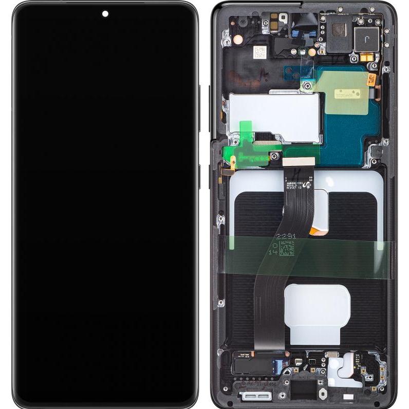 Samsung Display Unit für Galaxy S21 Ultra 5G G998, w/o Camera, Schwarz (Display), Mobilgerät Ersatzt