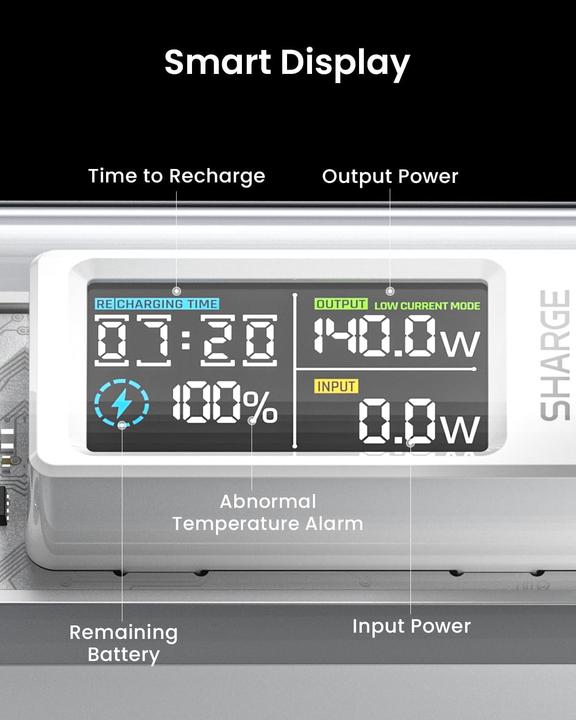 Actual product image Sharge 140 SIL-GRY (20000 mAh, 140 W, 74 Wh)