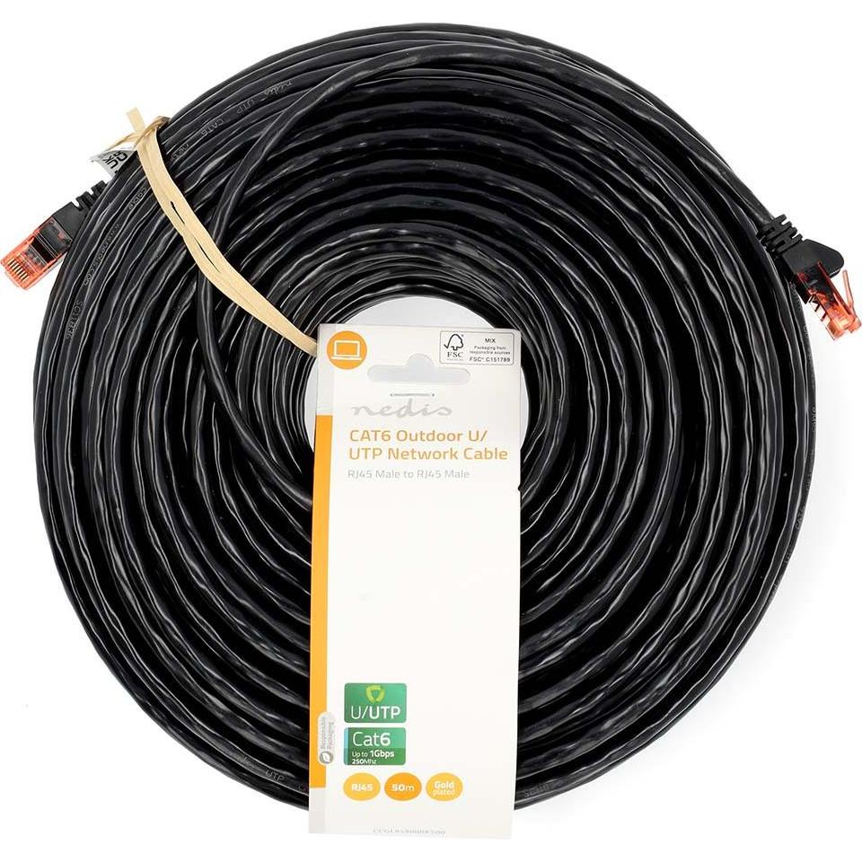 Thumbnail - Nedis CAT6-Netzwerkkabel RJ45 Stecker RJ45 Stecker U/UTP 50.0 m Aussenbereich Rund PE (U/UTP, CAT6, 50 m), Netzwerkkabel