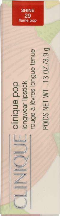 Actual product image Clinique Pop Longwear Lipstick Shine Rev it up Coral (Flame Pop)