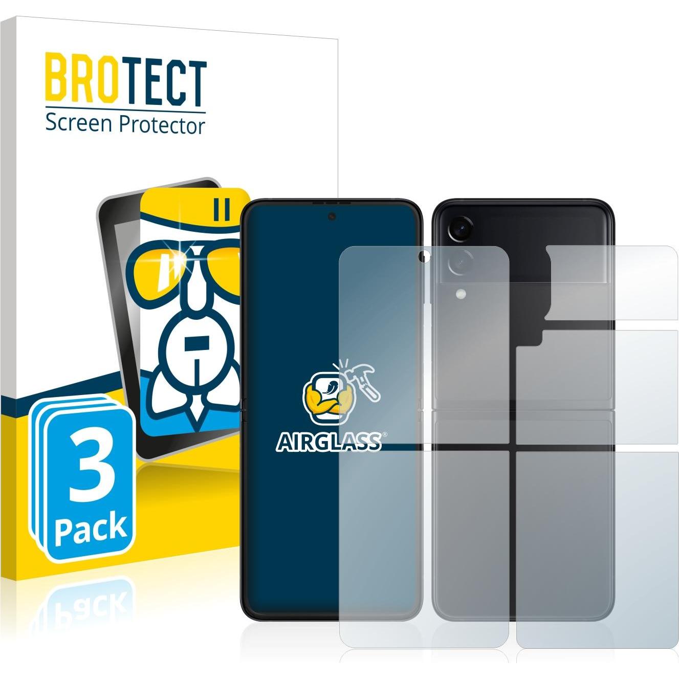 BROTECT AirGlass Panzerglasfolie (3 Stück, Samsung Galaxy S21), Smartphone Schutzfolie, Transparent