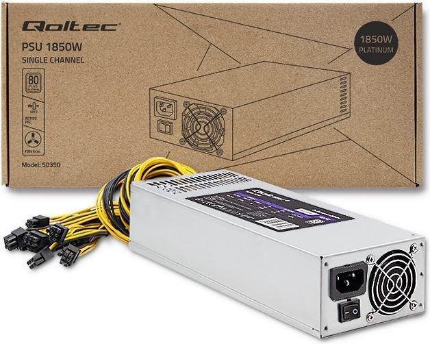 Actual product image Qoltec 50350 POWER SUPPLY 1850W PCI-E 80 Plus Platinum Gaming Miner (1850 W)