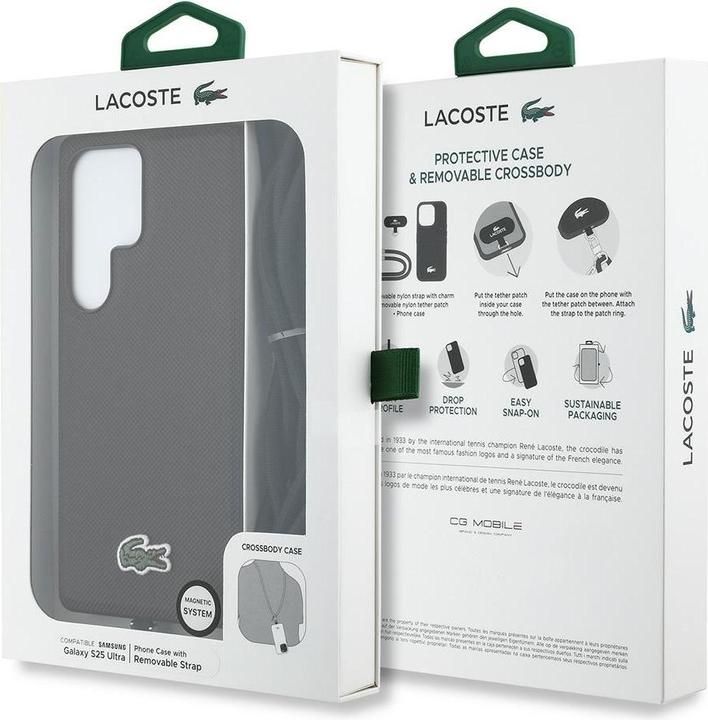 Image du produit Lacoste Case Iconic Petit Pique Woven Logo CBDY Strap MagSafe to Samsung Galaxy S25 Ultra black (Samsung Galaxy S25 Ultra)