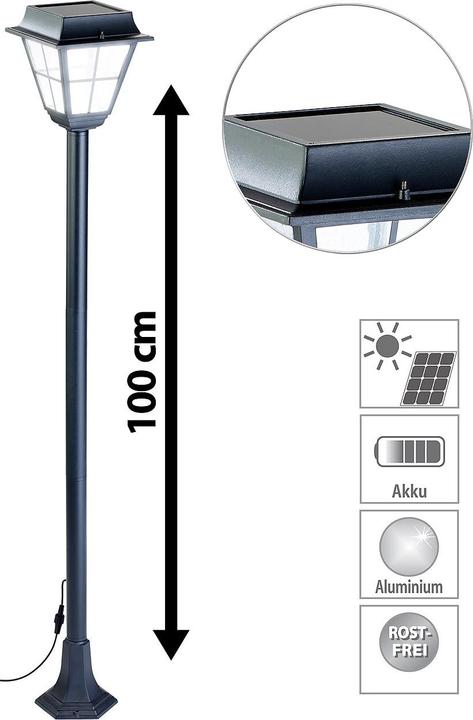 Actual product image Lunartec Hybrid solar LED path light with optional. Mains operation (85 lm)