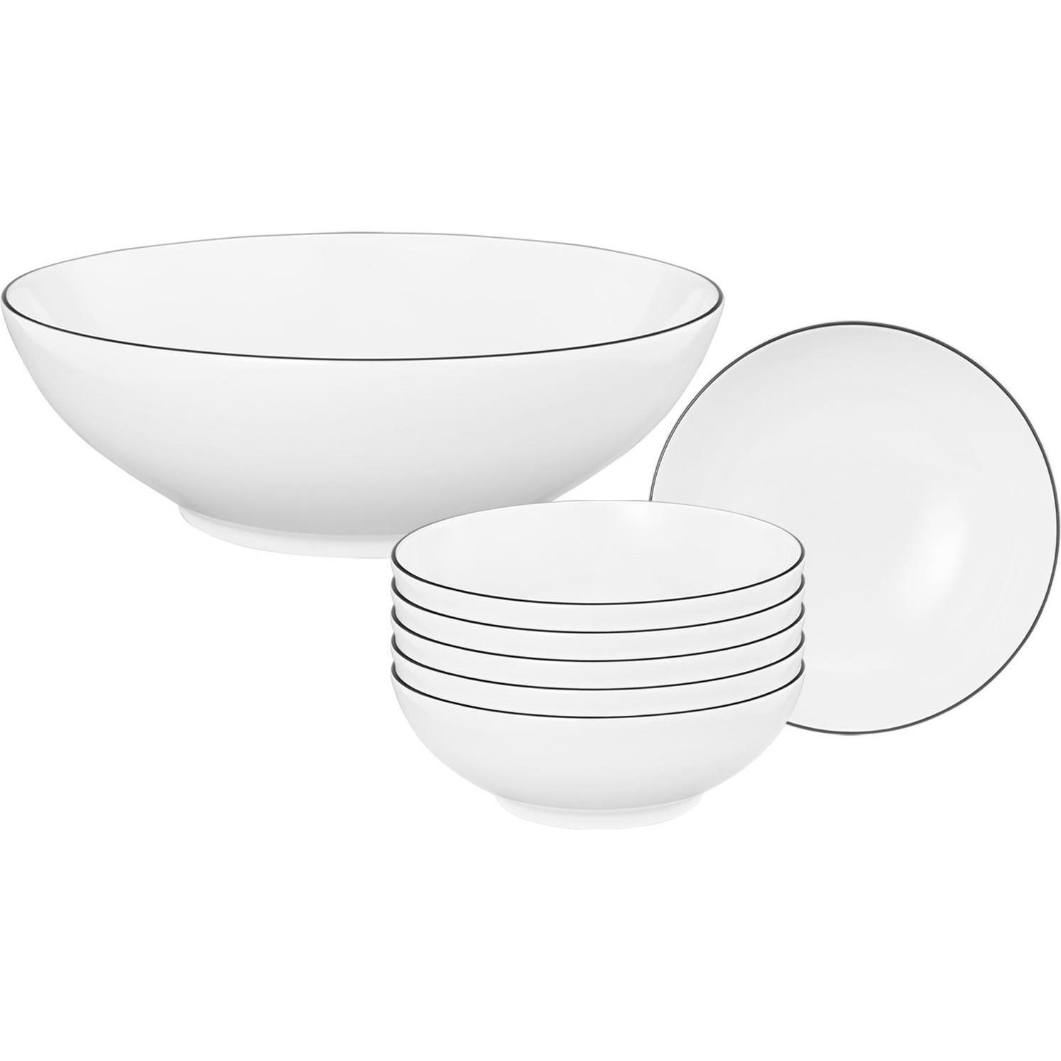 Seltmann Lido Black Line Schüssel Set, Schüssel + Schale, Weiss