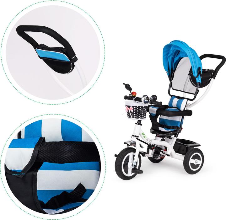Actual product image EcoToys Tricycle with roof and guide bar blue